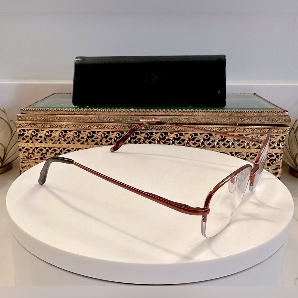 VTG - SAKI - Japan, Handmade Copper-Toned Metal Rx Eyeglass Frames/Tort Tips EUC